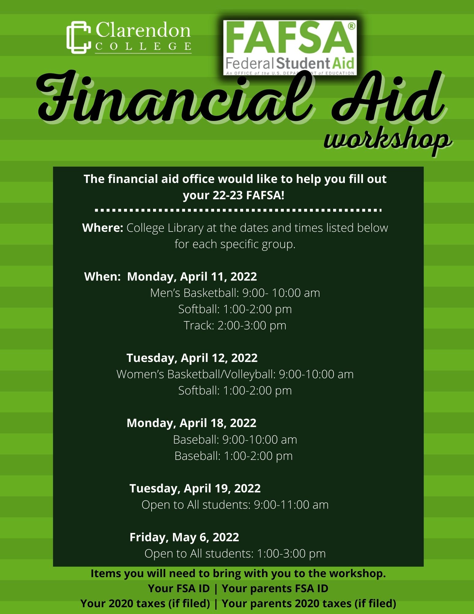  Financial Aid Workshop FAFSA